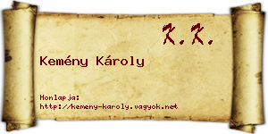 Kemény Károly névjegykártya