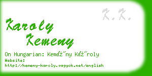 karoly kemeny business card